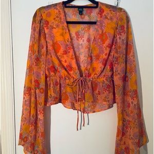 WILD FABLE: Sheer Floral Crop Top (XL)